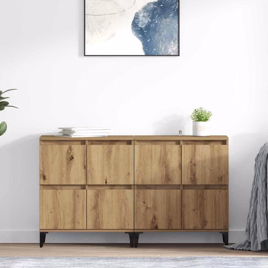 Set di 2 Sideboard vidaXL in stile moderno, colore Rovere, L 60 cm x P 35 cm x H 70 cm