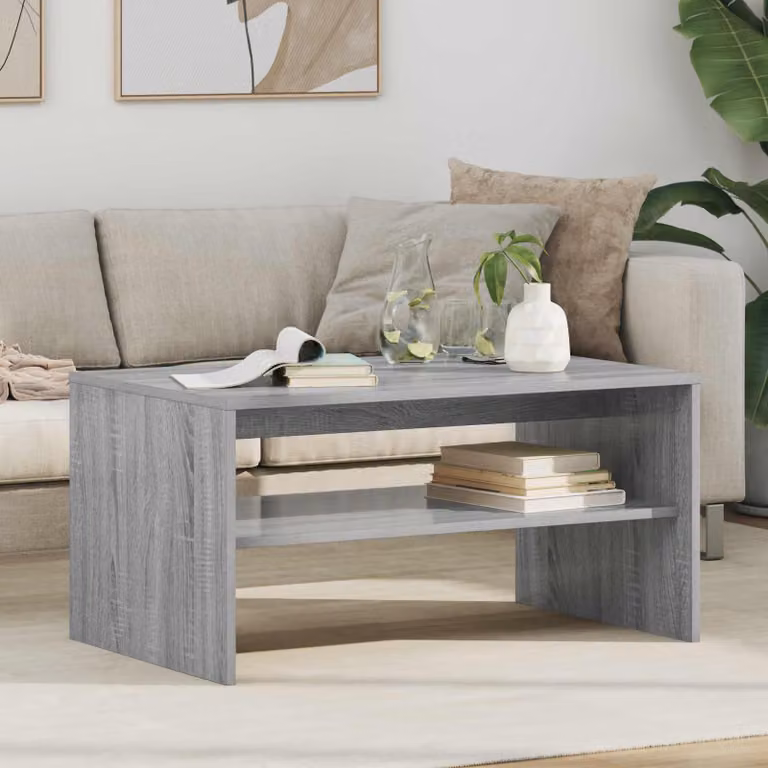 vidaXL Tavolino da salotto moderno rettangolare grigio L: 80 cm, P: 50 cm, H: 40 cm