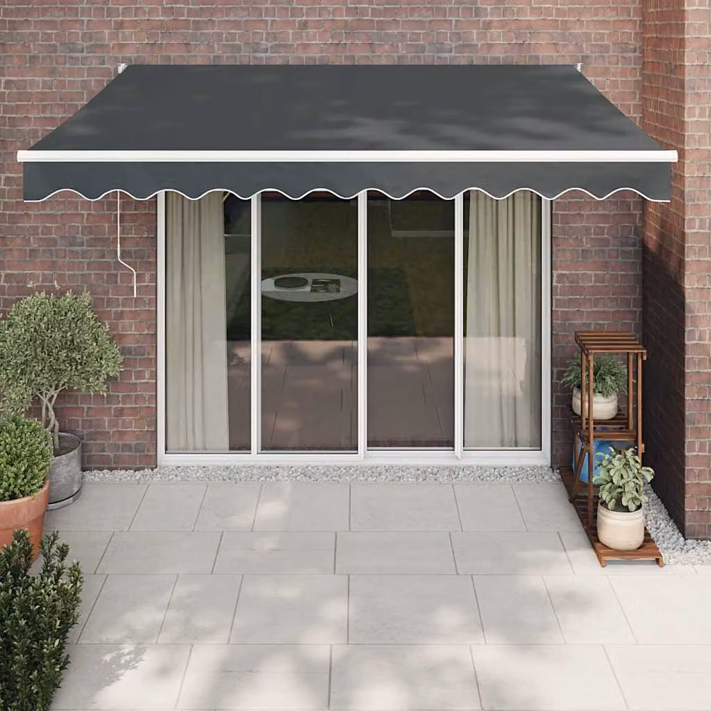 Tenda da Sole Retrattile vidaXL Antracite in Alluminio e Poliestere L: 350 cm, P: 250 cm