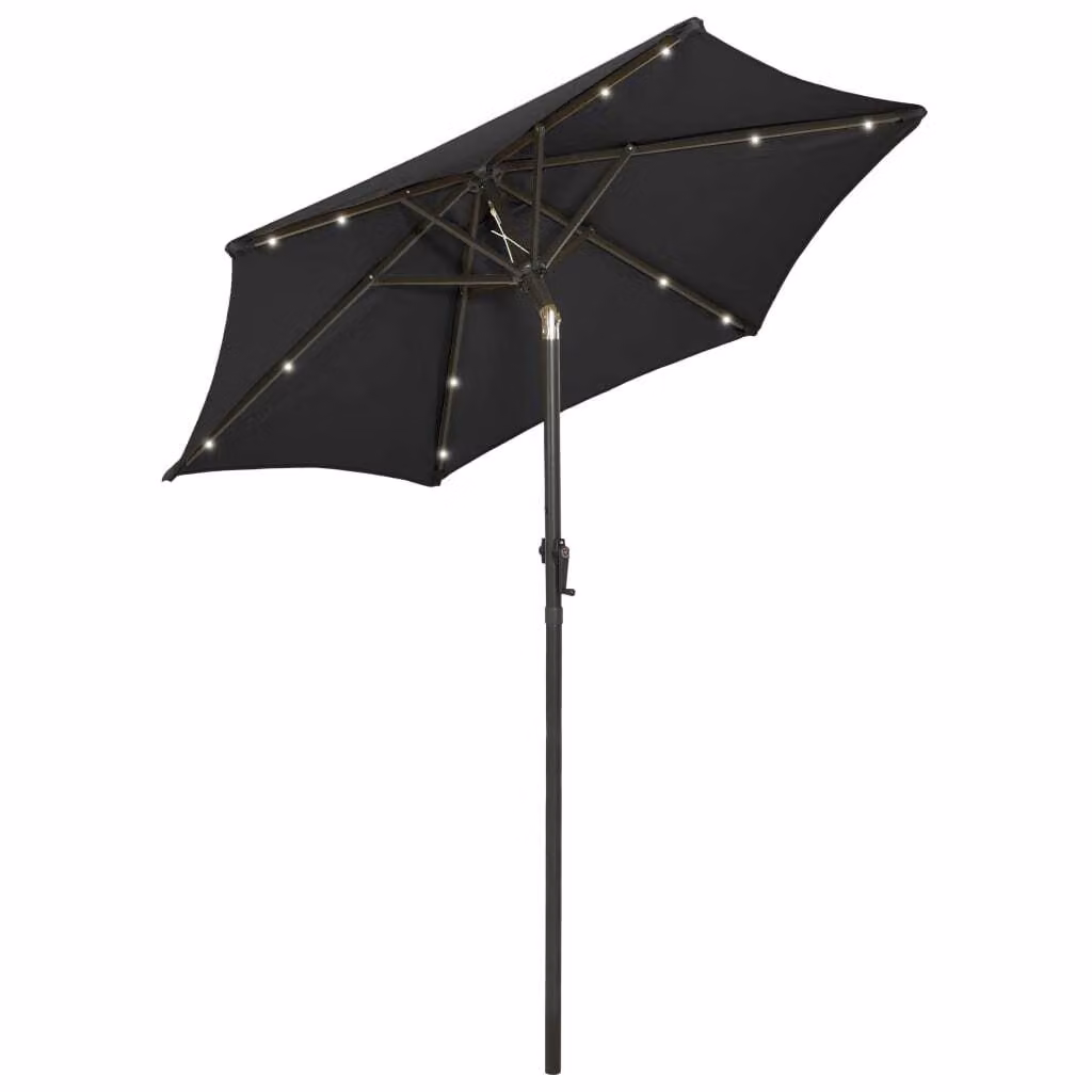 vidaXL Ombrellone con luci LED nero 200x211cm alluminio