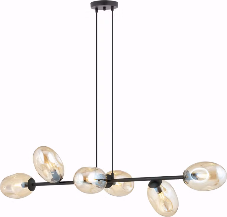 Lampadario Emibig 6xE14 10W PANDORA con 6 paralumi color miele 1264/6