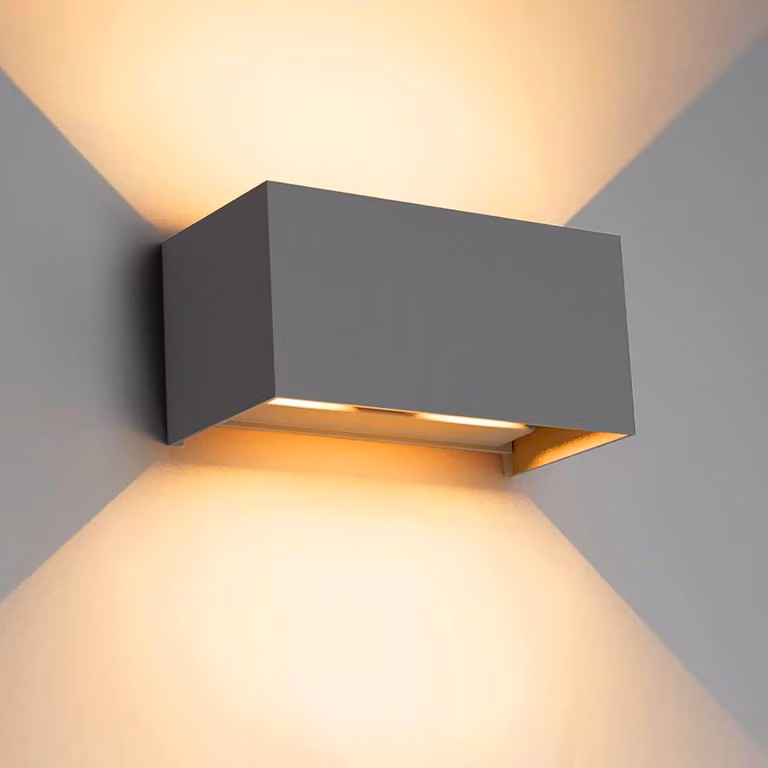 Lampada a parete LED, 24 W, grado di protezione IP65, orientabile verso l'alto e verso il basso, luce bianco caldo, colore grigio scuro