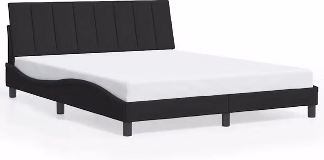 Letto matrimoniale | Letto per adulti | Giroletto senza Materasso Hanko Nero 160x200 cm in Velluto