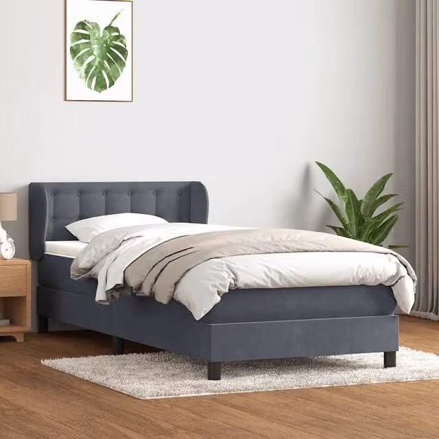 Giroletto a Molle con Materasso-Struttura Letto Grigio Scuro 80x220 cm Velluto 894775