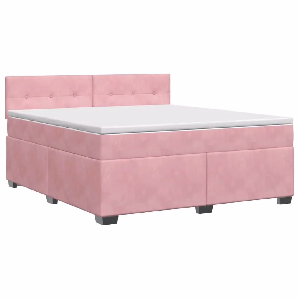 Letto box spring con materasso vidaXL in velluto rosa e bianco L/P: 140 x 190 cm – 2