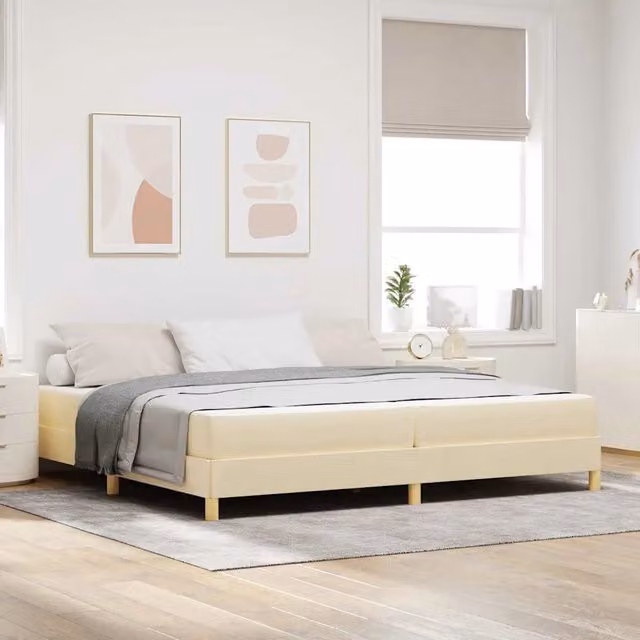 Letto moderno con materasso a molle insacchettate vidaXL in tessuto beige L/P/H: 200 x 200 x 25 cm
