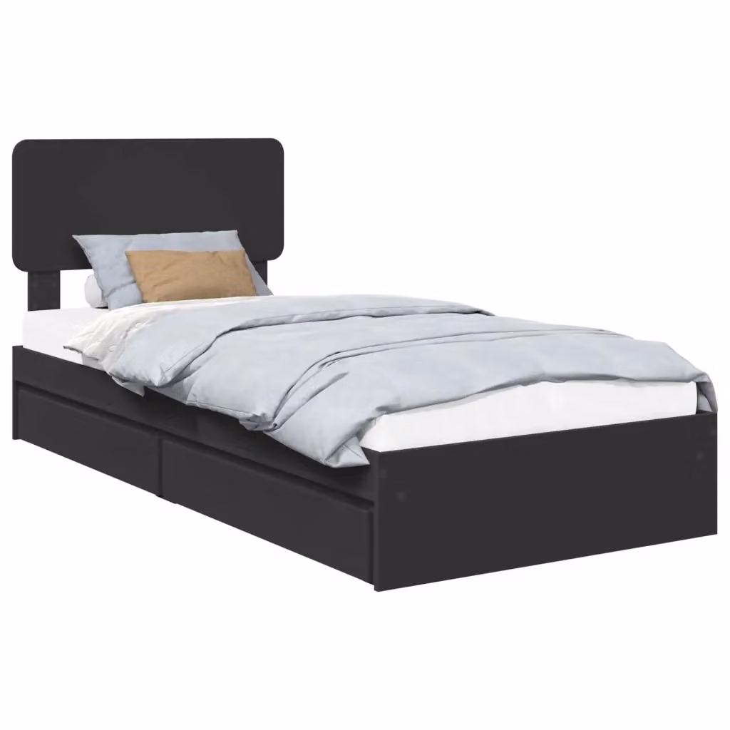 Letto con Contenitore vidaXL in Legno Ingegnerizzato Nero L: 75 cm, P: 190 cm – 2