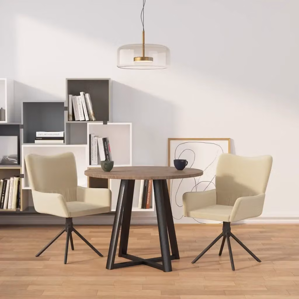 Set di 2 sedie da pranzo girevoli a 360 gradi in velluto beige con design moderno per soggiorno e cucina – 2