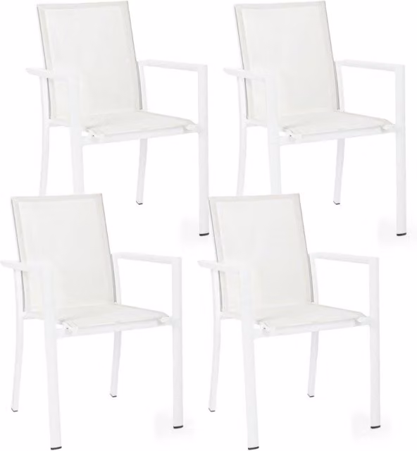 Set 4 Sedie da Giardino 56,2x60x88h cm con Braccioli Konnor Bianco