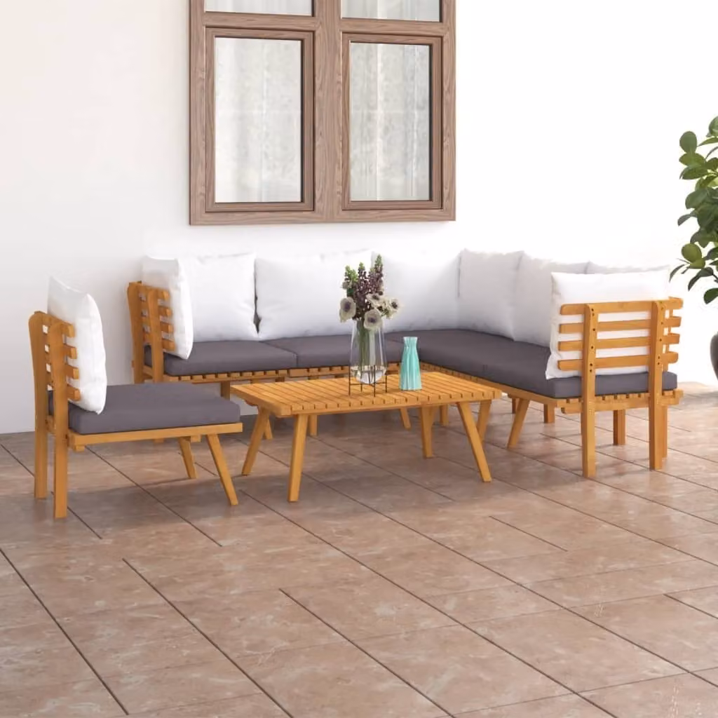 Maison Exclusive - Set da giardino 7 pezzi con cuscini in legno massello di acacia