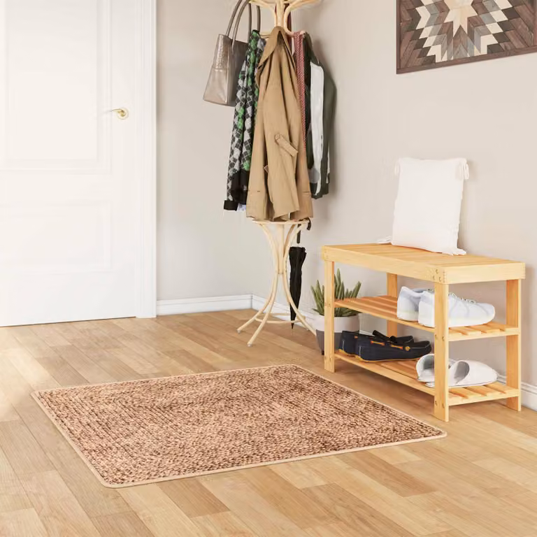 Tappeto Runner vidaXL MARSA Giallo e Marrone con Design Astratto Moderno, Lavabile e Antiscivolo, L/P: 100 x 100 cm, in Poliestere e PVC