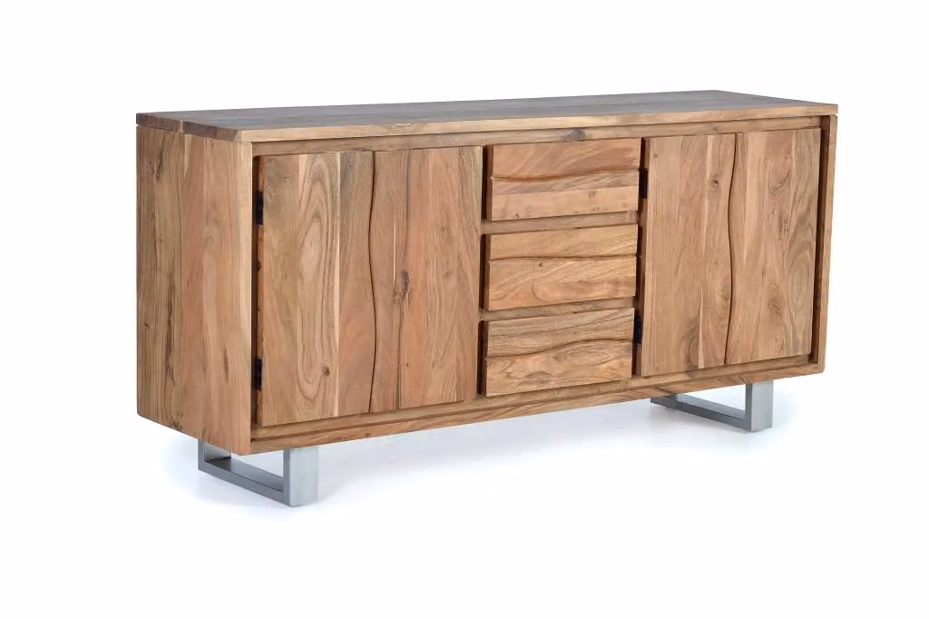 Credenza moderna in legno di mango e metallo color marrone – 2