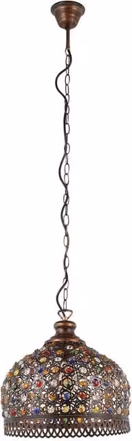 Lampadario a sospensione Eglo Jadida in stile marocchino con vetro multicolore e finitura rame, 1 luce E27, H: 60 cm, L: 33 cm, P: 33 cm