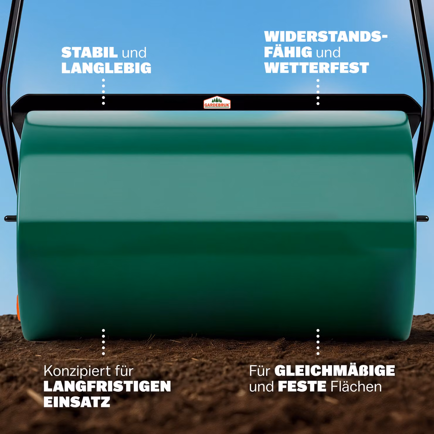 Rullo da giardino Gardebruk verde con apertura laterale e capacità 50L, diametro 60 cm – 2