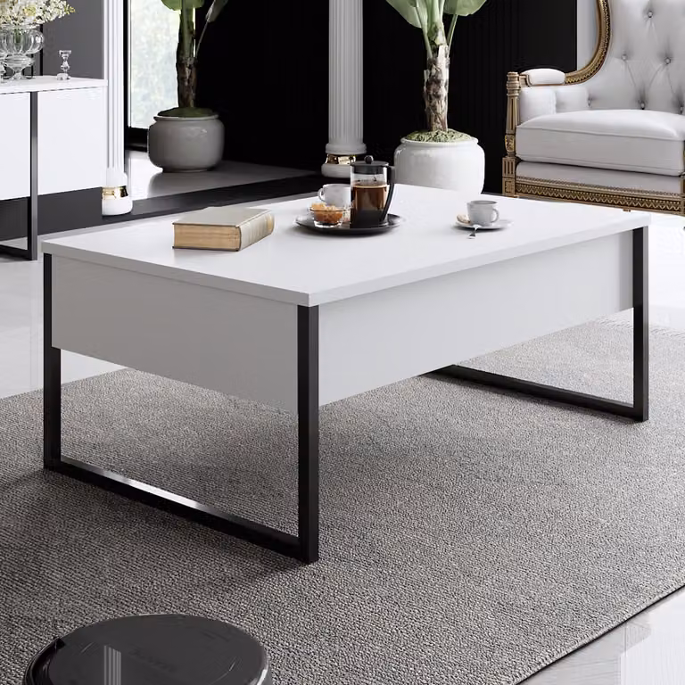 Skye Decor, Luxe - Bianco, Nero, tavolini da caffè, bianco, 90 x 40 x 60 cm