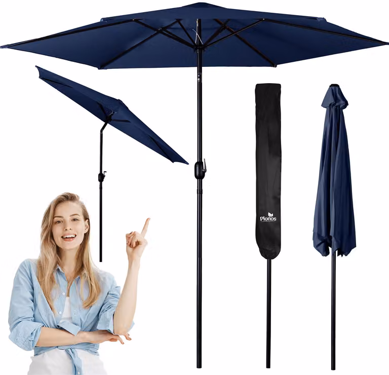 Ombrellone da giardino pieghevole a 6 segmenti 300 cm con copertura Plonos PL-884