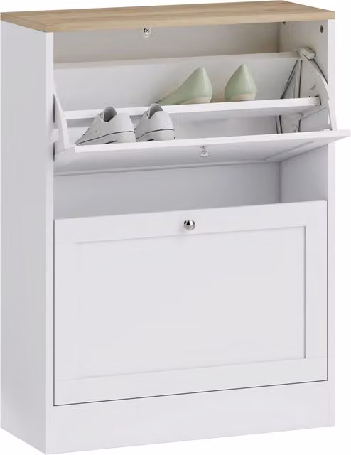 Scarpiera da ingresso XYLO con 2 ante e ripiani regolabili, Bianca, L: 60 cm, P: 23,5 cm, H: 80 cm