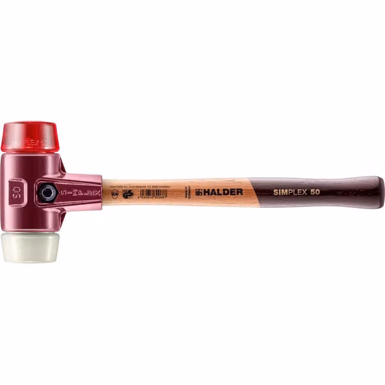 Mazza SIMPLEX soft-face con alloggiamento TE e manico in legno, Ø 50, plastica / nylon