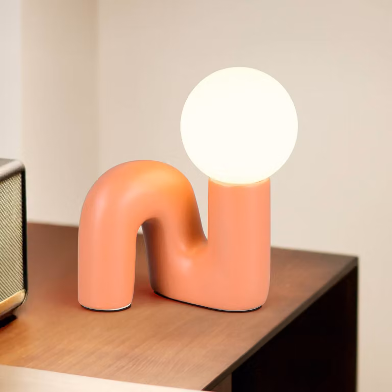 Reality Leuchten Lampada da tavolo Quinn, Giallo / Arancione, Soggiorno / Sala da pranzo, Ceramica, Giovanile, Lampada da tavolo