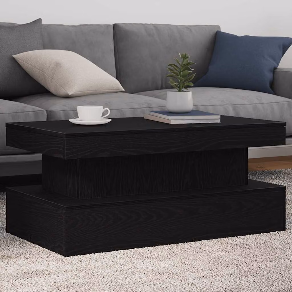 vidaXL Tavolino da Soggiorno Moderno in Legno e MDF, Colore Rovere e Nero, L 90 cm x P 50 cm x H 40 cm