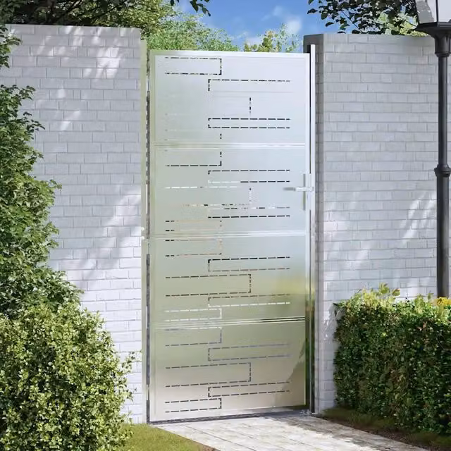 Cancello singolo da giardino vidaXL in acciaio inossidabile argento L: 180 cm, H: 96 cm, P: 96 cm