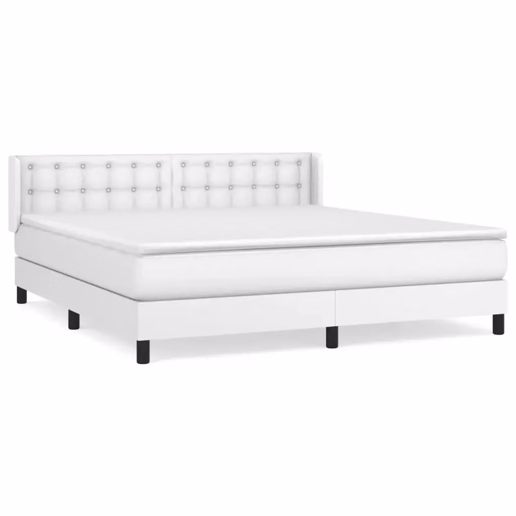 vidaXL Giroletto a Molle con Materasso Bianco in Similpelle L/P: 180 x 200 cm – 2