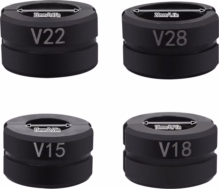 Set di utensili per la pressatura di tubi, acciaio resistente, kit composto da più pezzi, nero