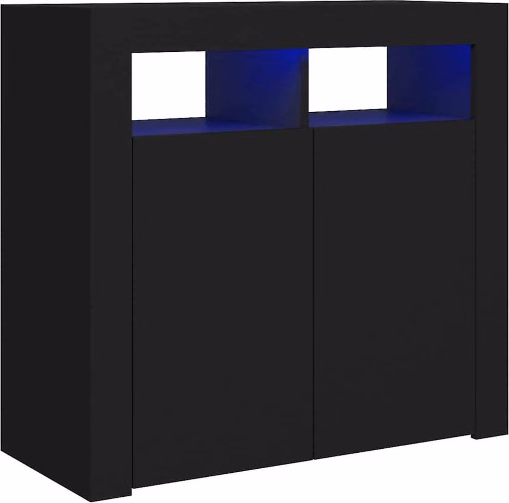 Credenza con Luci LED Nera 80x35x75 cm