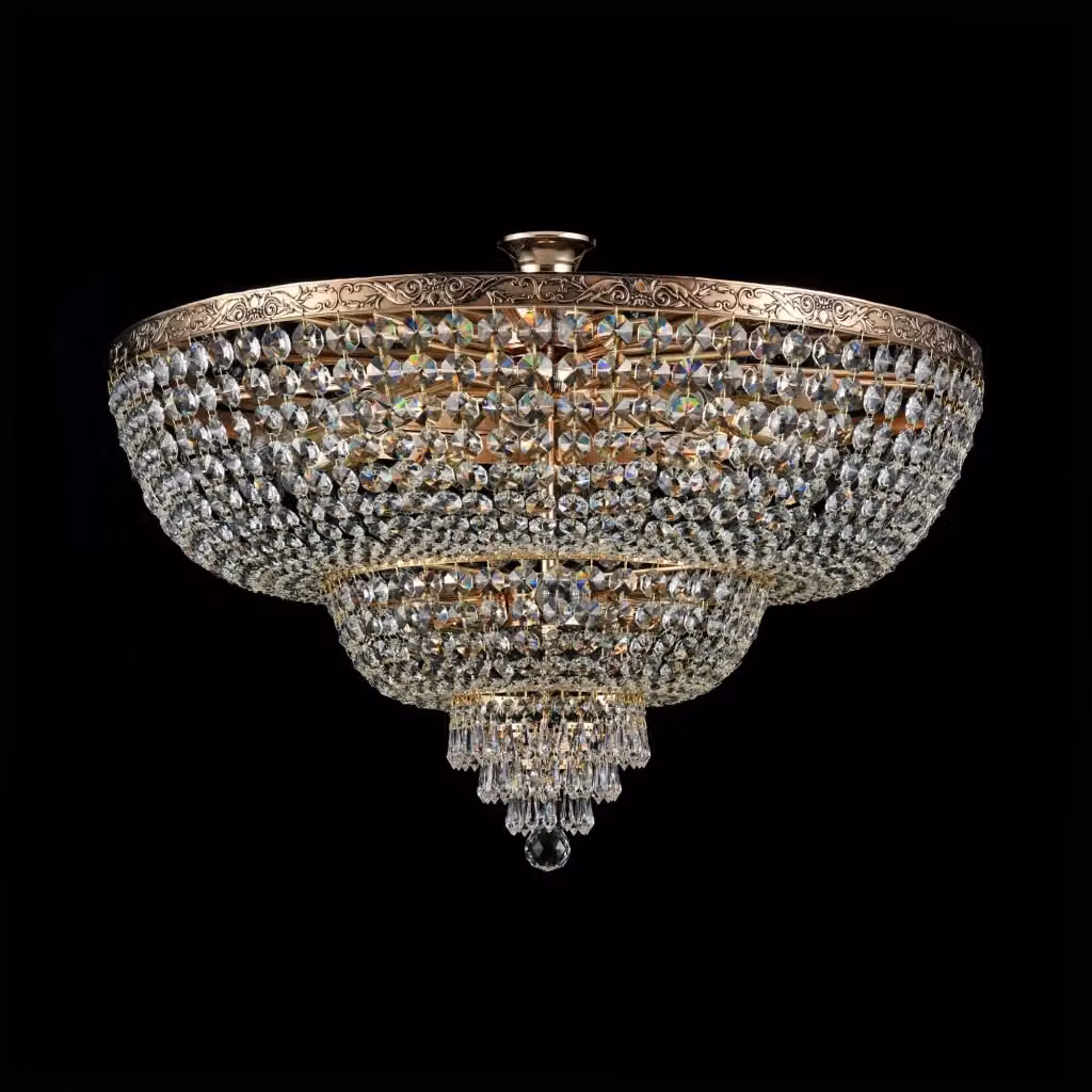 Plafoniera contemporanea Maytoni Palace in metallo e cristallo oro con 14 luci E27 – 2