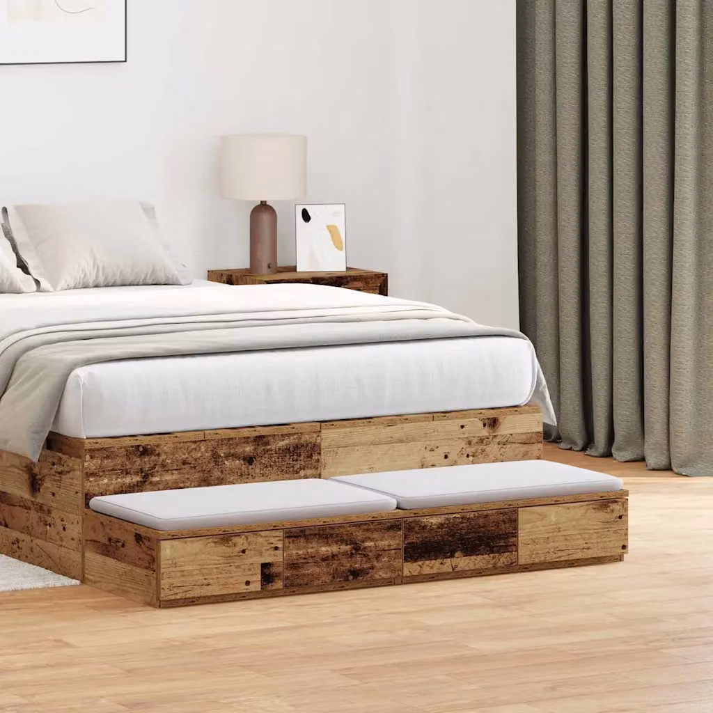 Cassetti per letto vidaXL in legno vecchio colore marrone L/P/H: 120 x 36,5 x 16,5 cm
