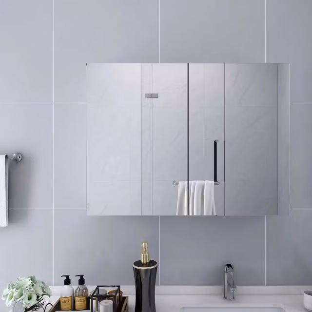 Armadietto da bagno con specchio VIDAXL bianco lucido con ripiani interni L: 80 cm, H: 60 cm, P: 15 cm