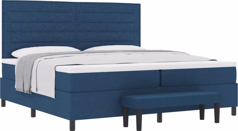 Letto a molle con testiera Blu 200 x 200 cm Tessuto