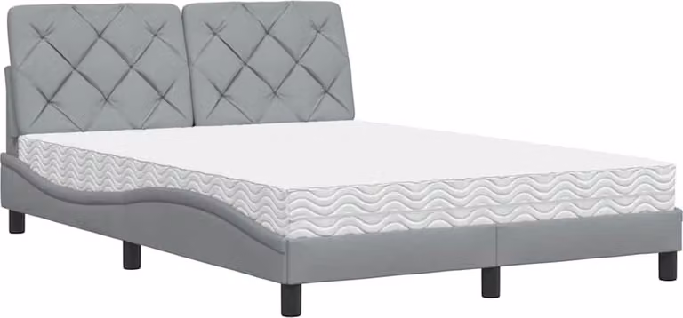 Letto con Materasso Grigio Chiaro 140x200cm Tessuto