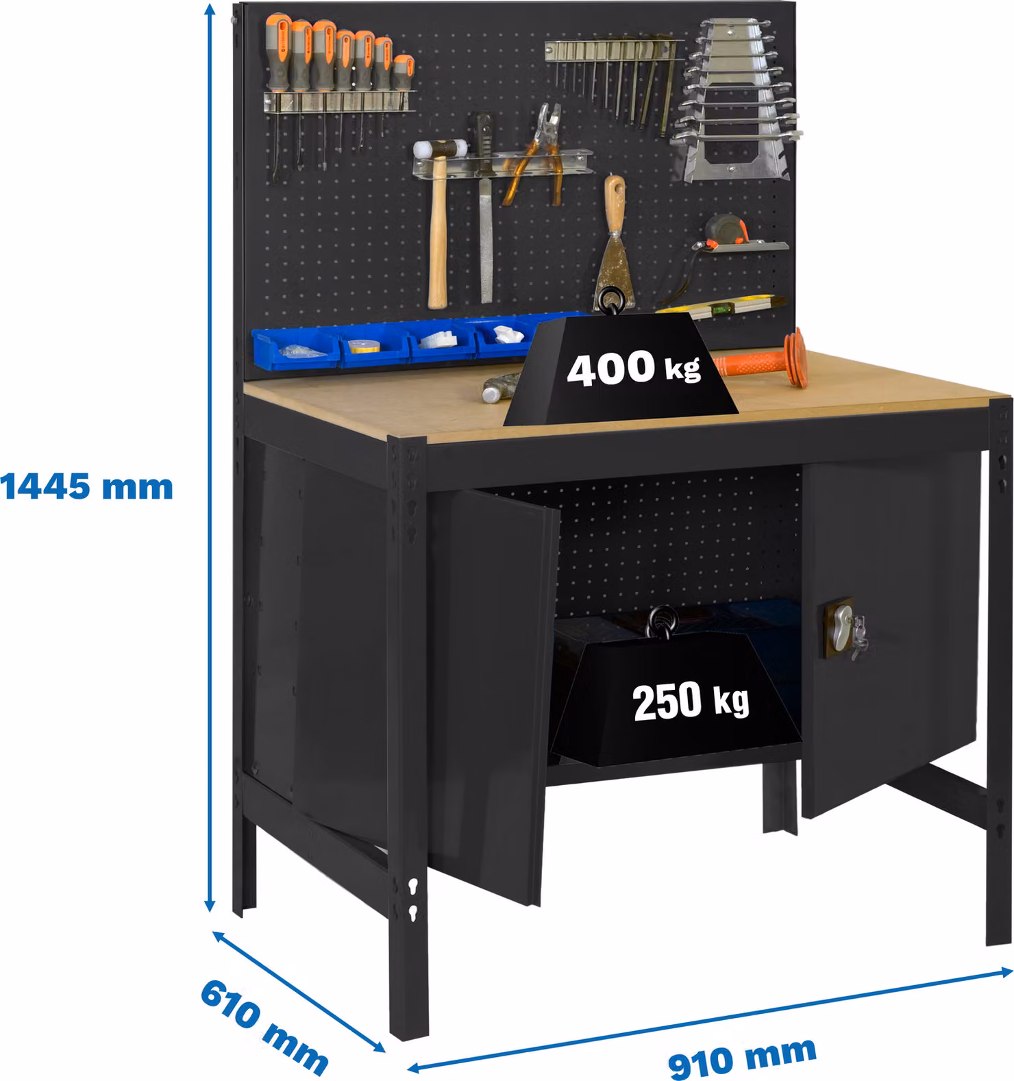 SIMONWORK BT2 CABINET 900 ANTRACITE/MADEIRA banco da lavoro in metallo