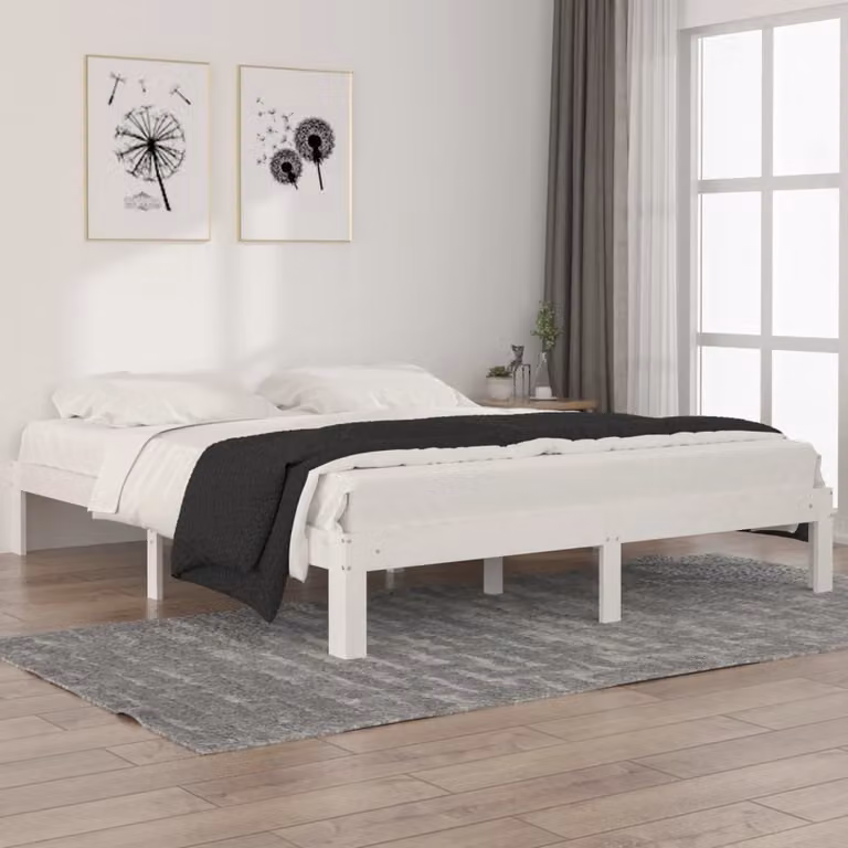 The Living Store Letto in legno massiccio di pino bianco 160x200 cm