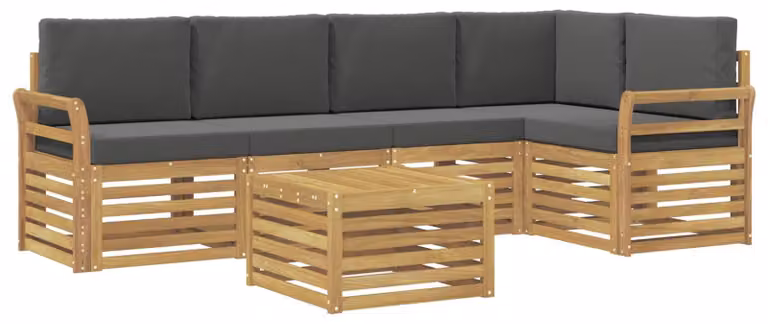 Set di divani da esterno, 6 pezzi, bianco e antracite