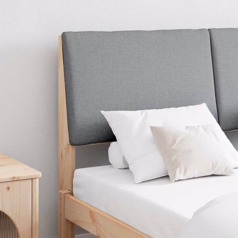 Testiera imbottita vidaXL in pino massello Grigio chiaro 150 cm