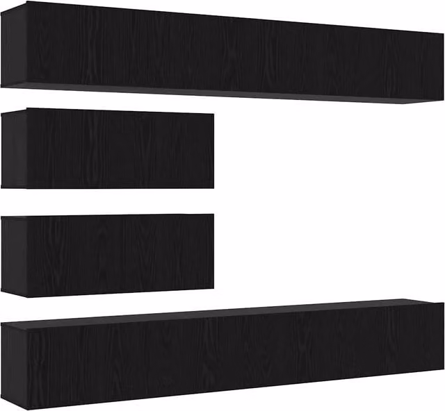 Set mobile TV 6 pz | Armadietto TV | Mobile Porta TV Rovere Nero Legno multistrato
