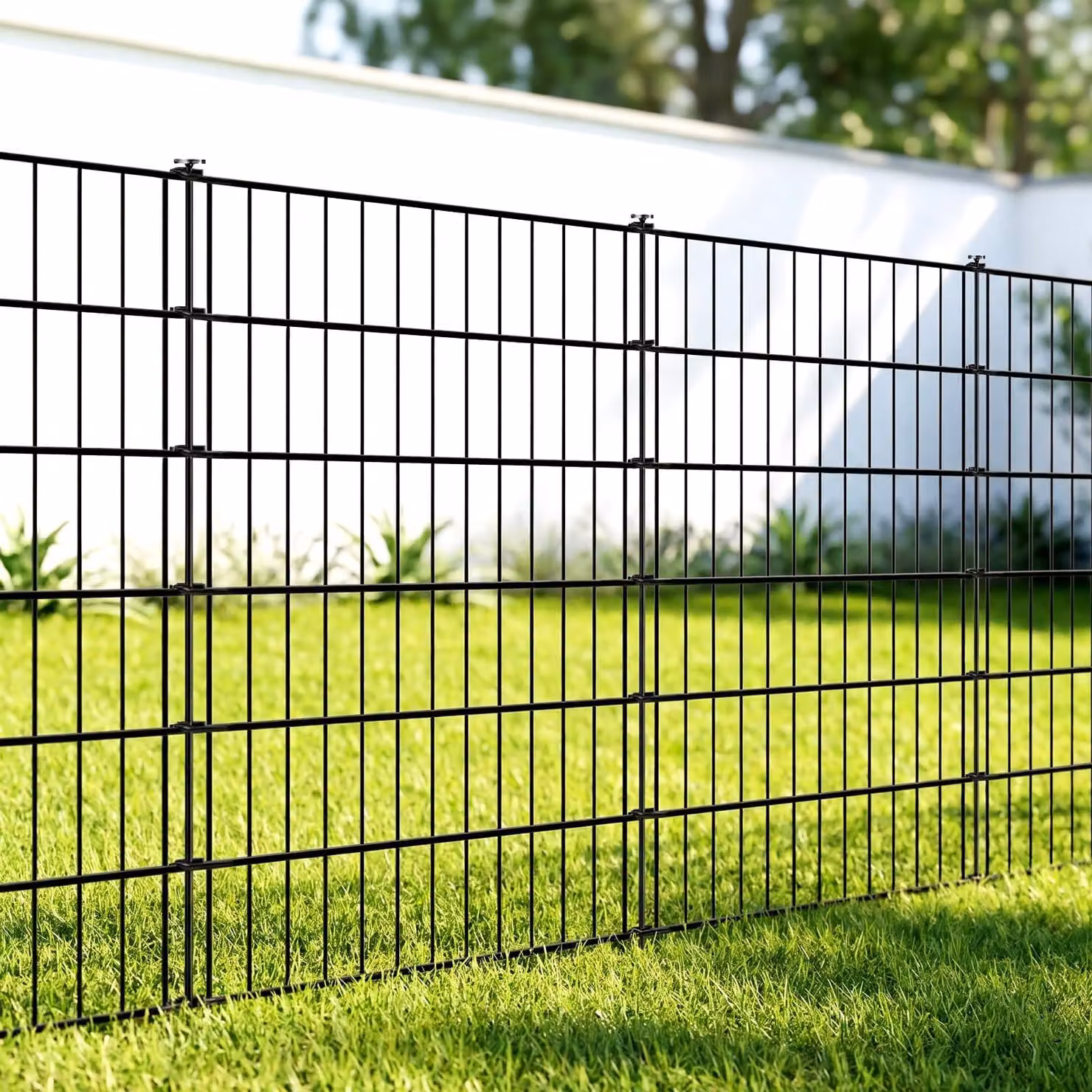 Recinzione da giardino barriera per animali - 81 x 71 cm - 5 pannelli - Metallo nero - Senza scavo