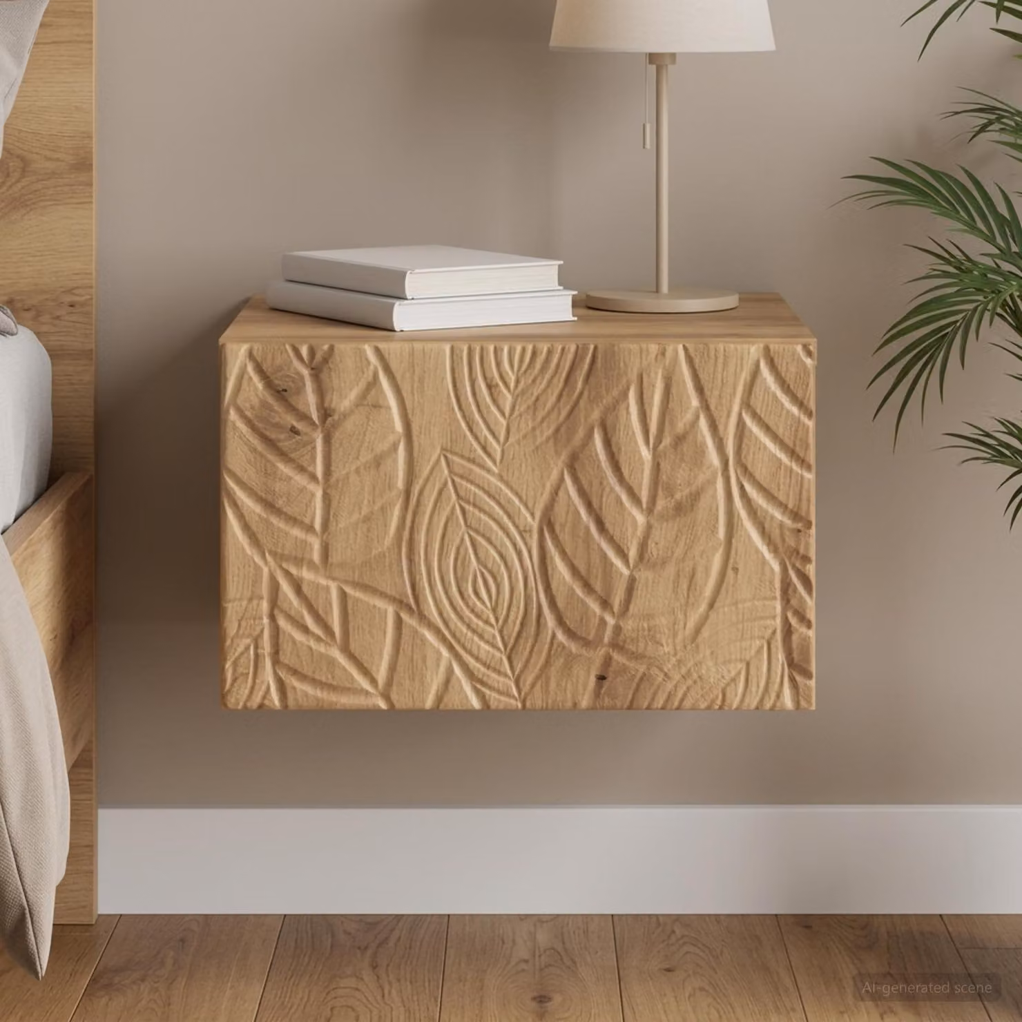 vidaXL Mobiletto da notte sospeso in stile moderno colore marrone L 49 cm x P 34,5 cm x H 20 cm