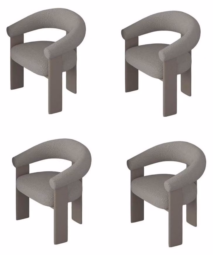 Set di sedie da pranzo in stile moderno, beige, con struttura in legno e imbottitura morbida