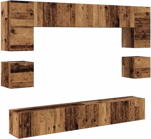 Set mobile TV 8 pz | Armadietto TV | Mobile Porta TV Legno vecchio Legno multistrato