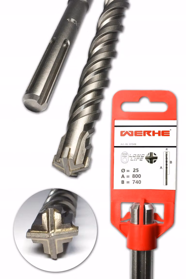 WERHE SDS Max punta a croce per calcestruzzo 25x800 mm