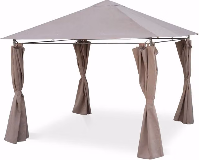 Gazebo da giardino Sweeek beige con struttura in alluminio e tende scorrevoli L/P: 300 x 300 cm