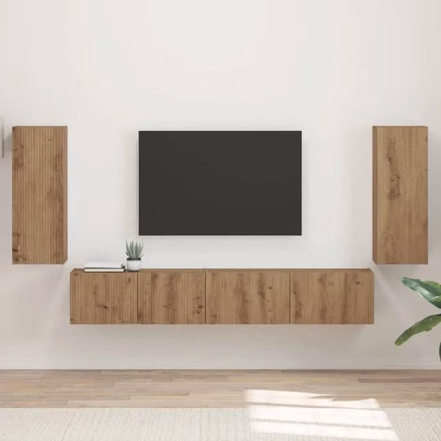 Set mobile TV 4 pz Rovere artigianale Legno ingegnerizzato 3409167
