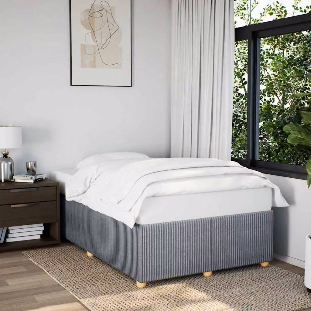 vidaXL Giroletto senza Materasso Grigio in Tessuto e Legno di Pino L/P: 120 x 190 cm – 1