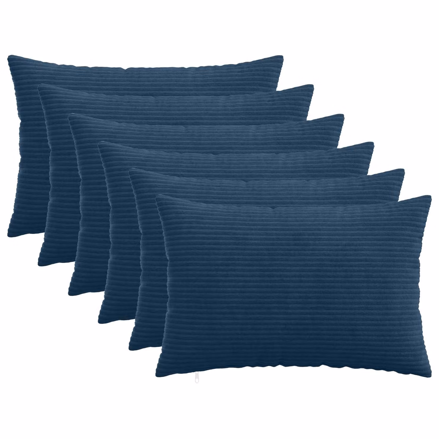 Set di 6 federe vidaXL HEERLEN in velluto a coste blu navy, L 50 cm x P 30 cm