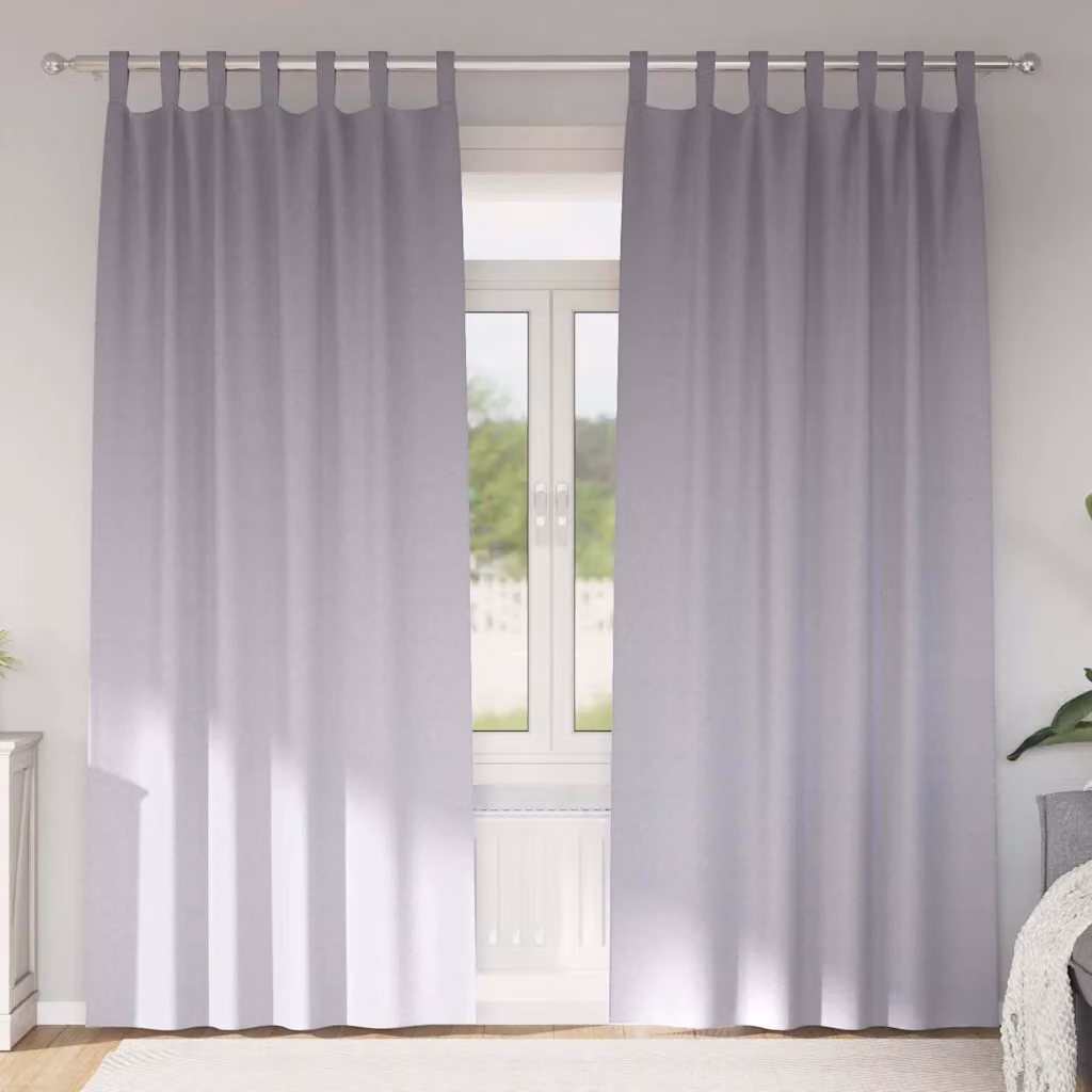 Set di 2 tende blackout vidaXL con anelli in poliestere, colore grigio, H 245 x L 140 cm