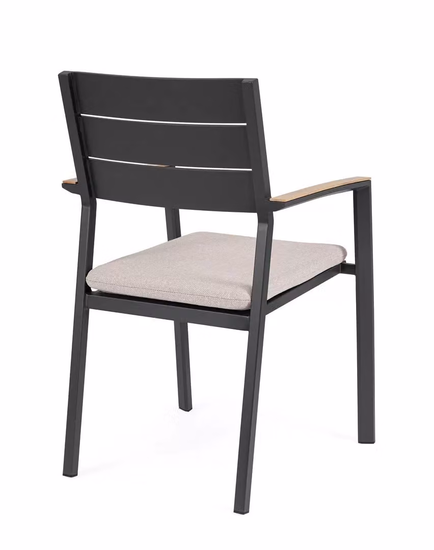 Sedia da esterno IPERBRIKO con braccioli in alluminio antracite e cuscini inclusi L: 58,5 cm, P: 55,5 cm, H: 90 cm – 2