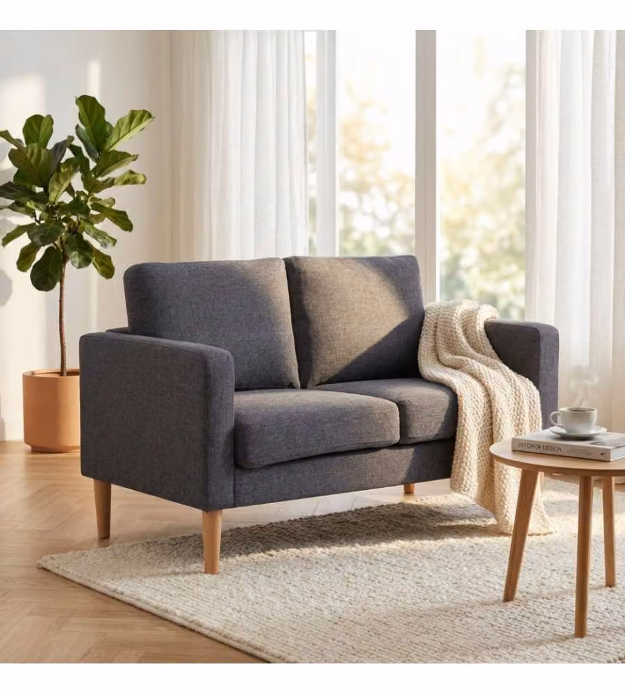 Cosma Divano 2 Posti Ramsey Grigio Scuro in Tessuto 137x73x82 cm